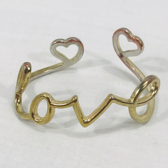 Unknown Jewelry - Love and Hearts Cuff Gold Toned
